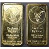 Image 2 : 2-HAMILTON MINT GOLD PLATED 1oz SILVER BARS