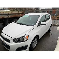 2012 CHEVROLET SONIC, WHITE, HATCHBACK, GAS, AUTOMATIC, VIN#1G1JA6EH5C4134821, 180,434KMS,