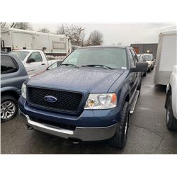 2005 FORD F-150, 4DR PU, BLUE, VIN # 1FTPW14505KE11807