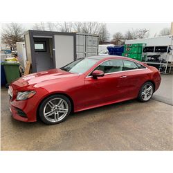 2018 MERCEDES BENZ E400, RED, COUPE, GAS, AUTOMATIC, VIN#WDD1J6FB5JF024389, 9,236 MILES, *US TITLE,