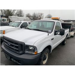2004 FORD F-250 SUPER DUTY, 2DR PU, WHITE, VIN # 1FTNF20L64EA77569