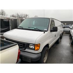 2006 FORD E-250, 3DR 4 PASS VAN, WHITE, VIN # 1FTNE24W06DB39998