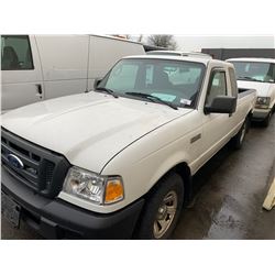 2007 FORD RANGER, 2DR EXT CAB PU, WHITE, VIN # 1FTZR44U57PA37760