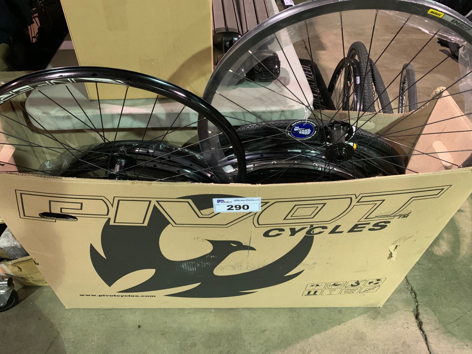 BOX OF ASSORTED BOX RIMS & TIRES