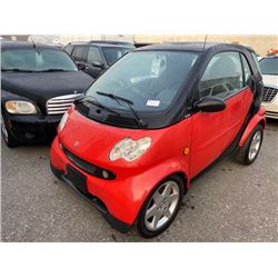 2005 SMART FORTWO, 2DR HATCH, RED, VIN # WMEAJ00F05J177463