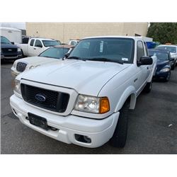 2005 FORD RANGER EDGE, 2DR PU, WHITE, VIN # 1FTZR45E65PA87720
