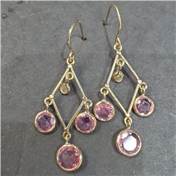 18K PINK SAPPHIRE(1.75CT) DIAMOND(0.06CT) EARRINGS