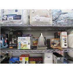 MIXED SHELF LOT ASSORTED HOUSEHOLD ITEMS