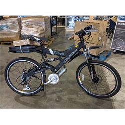 BLACK E.TORQUE ELECTRIC 8 SPEED CITY BICYCLE WITH FRONT & REAR DISC BRAKES, CHARGER AND HELMET