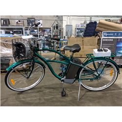 GREEN CALIFORNIA SERIES ELECTRIC CITY BICYCLE WITH CHARGER AND HELMET