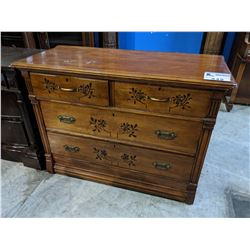 ANTIQUE 4 DRAWER DOVETAILED DRESSER (KEY IN DRAWER)