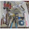 Image 1 : LOT OF RANDOM TOOLS (SLEDGE HAMMERS, TIRE GAUGES, PLIERS, SPEED WRENCH, ETC)