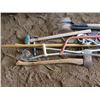 Image 2 : LOT OF MISC YARD TOOLS (AXES, WOOD SAWS, SHOVELS, HOE, CRUTCHES, ETC)