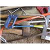 Image 4 : LOT OF MISC YARD TOOLS (AXES, WOOD SAWS, SHOVELS, HOE, CRUTCHES, ETC)
