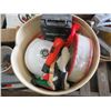 Image 2 : LOT OF MISC ITEMS (SPEAKER FILTERS, CARSEAT COVERS, HARD HAT, FLASHLIGHTS, JACK STANDS, WOOD BOX, ET