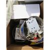 Image 3 : LOT OF MISC ELECTRICAL ITEMS (ELECTRICAL BOX X 3, LIGHT BULBS, ROAD FLARES, ETC)