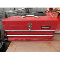 METAL TOOL BOX & BOX OF MISC