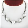 Image 2 : Platinum 10.25 ctw Diamond & Floating South Sea Pearl Statement Necklace