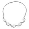 Image 6 : Platinum 10.25 ctw Diamond & Floating South Sea Pearl Statement Necklace