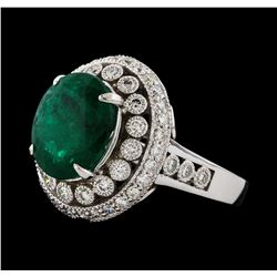 4.75 ctw Emerald and Diamond Ring - 14KT White Gold