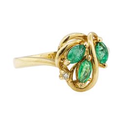 0.47 ctw Emerald and Diamond Ring - 14KT Yellow Gold