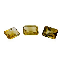 2.60 ctw.Natural Emerald Cut Citrine Quartz Parcel of Three