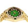 Image 4 : Rolex Ladies 18K Yellow Gold Green Vignette Diamond And Emerald President Wristw
