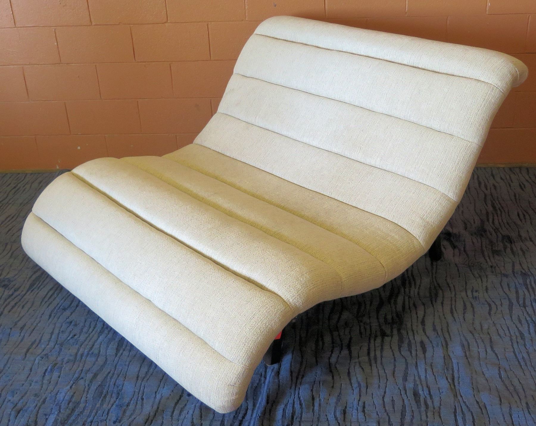Cream Upholstered Curved Lounge Chair 55"W - Oahu Auctions