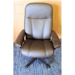 Ekornes Luxury Brown Leather Rolling Office Chair