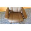 Image 3 : Ekornes Luxury Brown Leather Rolling Office Chair