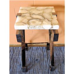 Century Furniture Side Table w/ Natural Stone-Top , 14" x 14" x 26"H (corner chipped)