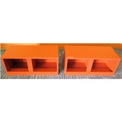 Qty 2 Orange Minimalist Storage Benches, 28.5"L x 13.5"W x 12"H