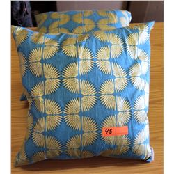 Qty 2 Pacific Home Throw Pillows (Blue/Yellow)