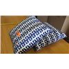 Image 2 : Qty 2 Blue Decorative Throw Pillows (White & Blue)