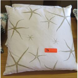 Qty 2 White & Gold Starfish Throw Pillows