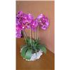 Image 5 : Large Faux Purple Orchid Plant w/ Clear Quartz Crystal Bowl, 28"H