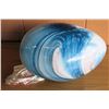 Image 1 : Large Blue/White 'Watercolor' Swirl Glass Lamp (Retail $360)