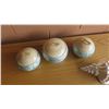 Image 3 : Qty 3 Bamboo & Eggshell Containers & Ceramic Shell