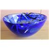 Image 1 : Blue Kosta Boda Luxury Glass Bowl w/Ribbon Pattern