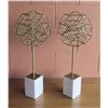 Image 1 : Qty 2 Metal Geometric Accent Décor on Stone Base, 24"H