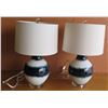 Image 1 : Pair: Blue/White Glazed Ceramic Lamps w/ Shades 26"H