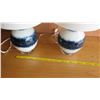 Image 7 : Pair: Blue/White Glazed Ceramic Lamps w/ Shades 26"H