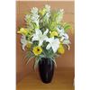 Image 1 : Faux Flower Arrangement w/ Glazed Ceramic Vase