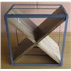 Image 1 : Wooden X-Based Side Table w/ Metal Frame (No Top), 15.5"L x 10.5"W x 16"H