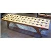 Image 1 : Long Wooden Bench w/ Woven Top 71"L x 17.5"W x 16.5"H