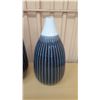 Image 2 : Qty 2 Glazed Ridged Ceramic Vases 24"H & 18"H