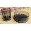 Image 1 : Brown Glass Canister & Bowl w/ Wooden Lids