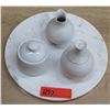 Image 1 : Circular Stone Tray, Threshold Porcelain Sugar Bowl, Creamer, etc
