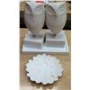 Image 1 : Qty 2 Jonathan Adler Ceramic Owls on Stone Base & Decorative Dish