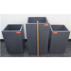 Qty 3 Planters - 2 @ 26" tall, 1 @ 34"
